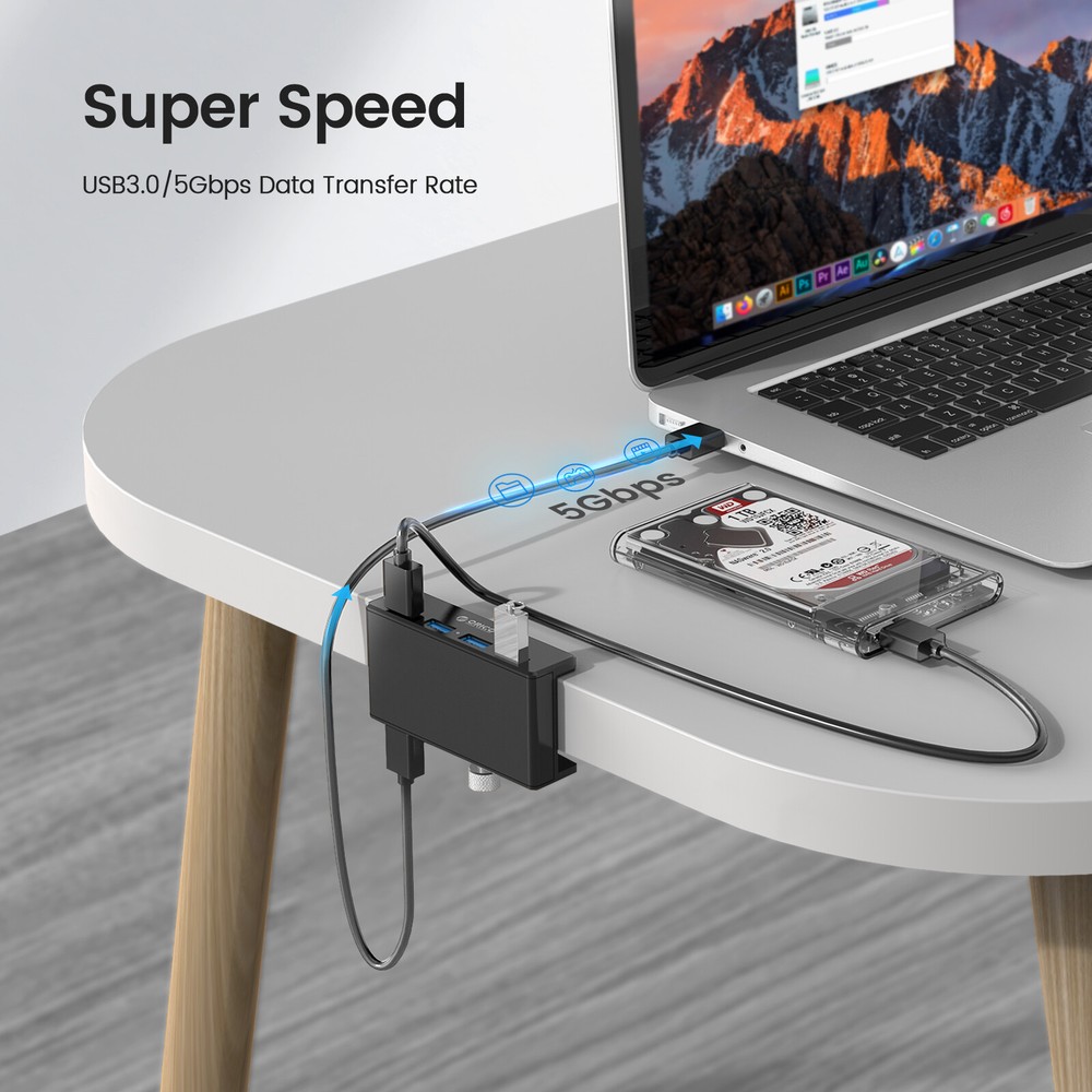 ORICO USB 3.0 Hub Aluminum 4Port USB Splitter Powered USB Hub for Monitors1
