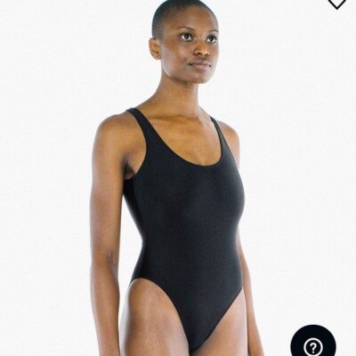American Apparel Nylon Tricot Malibu 1Pc Swimsuit Black L NWOT