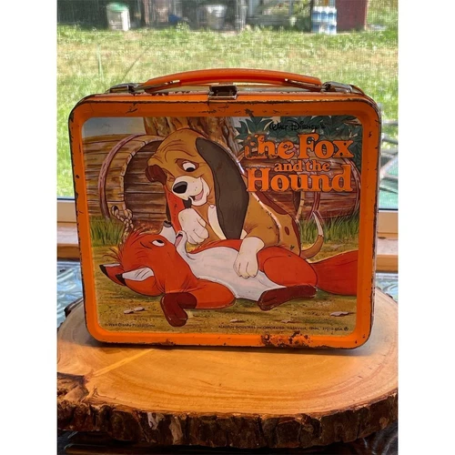 Vintage 1981 Disney The Fox and the Hound Metal Lunch Box with Thermos