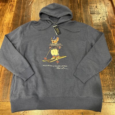 Polo Ralph Lauren Ski Bear Hoodie Sweatshirt Sweater Navy Heather NWT Men’s 