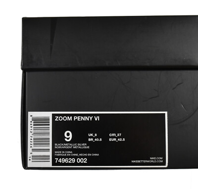 Size 9 - Nike Zoom Penny VI Premium Black Metallic Silver  display picture 1