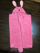 Adorable Pink Bunny Hooded Bath Wrap INFANT TOWEL Pool Beach Elegant Baby child