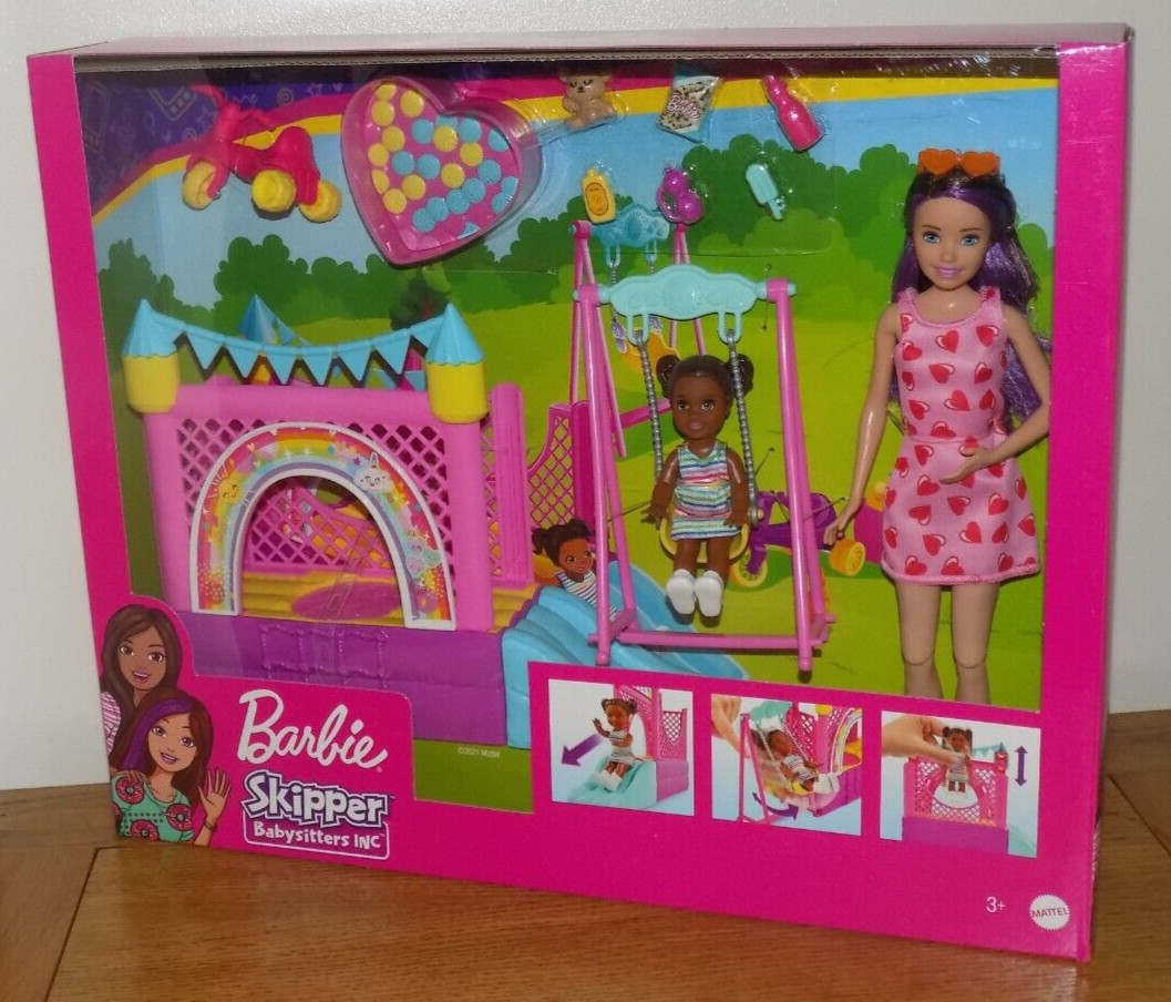 Barbie Skipper Babysitters Bounce House Playset with Skipper & Chelsea Dolls NEW