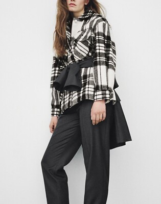ZARA check plaid black white Shacket Overshirt Jacket oversized