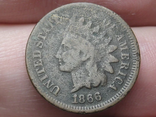 1866 Indian Head One Cent Penny- VG/Fine Details