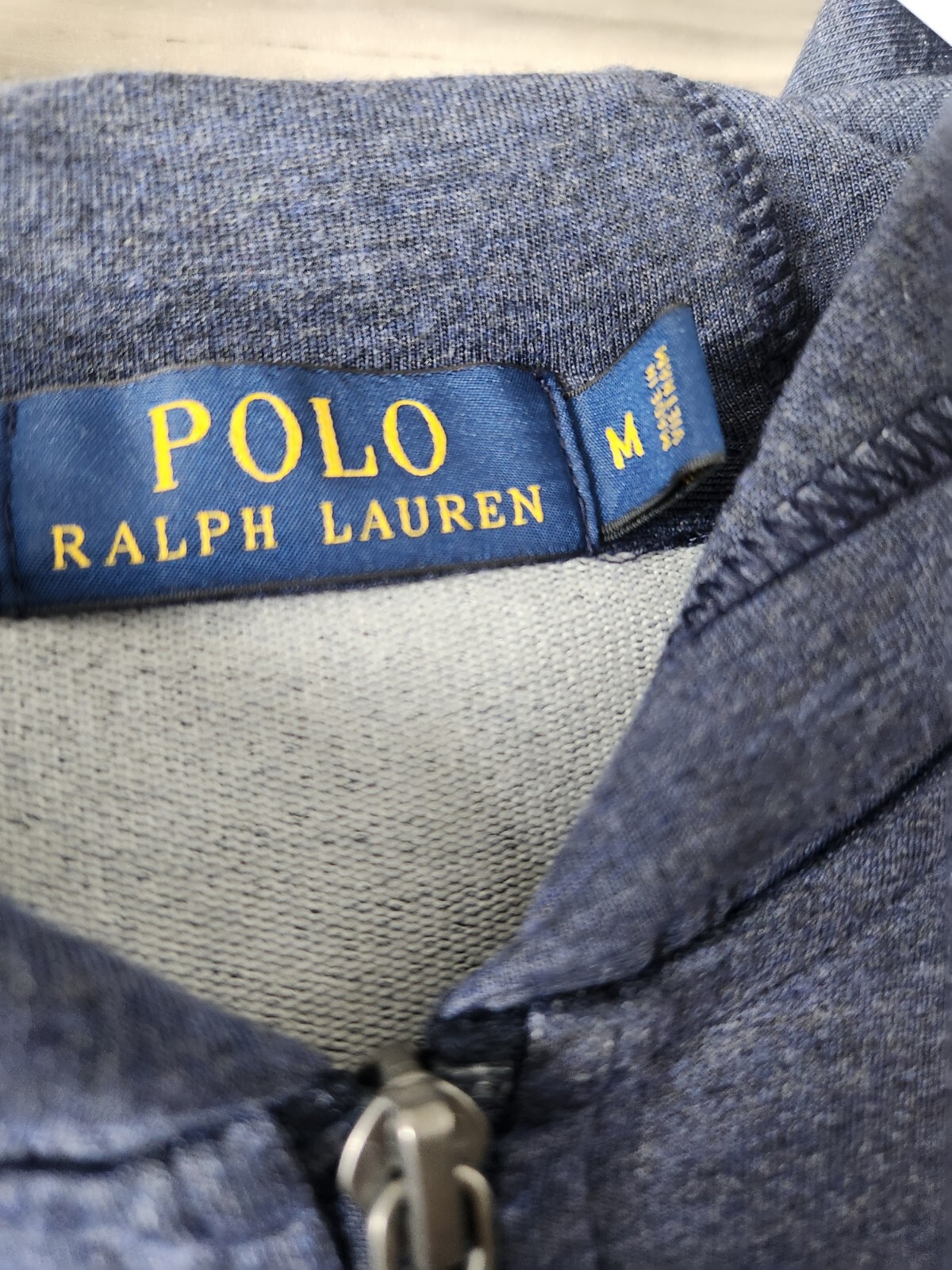 Ralph Lauren Polo Blu Bianco Pony Uomo Felpa con Cappuccio e Zip Intera Giacca M