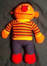 Ernie Sesame Street Plush Toy 11" Vintage Playskool used with many repairs