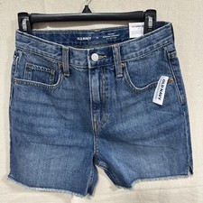 Old Navy Shorts Girls 14 Adjust Blue Denim High Rise Slouchy Straight Raw Hem