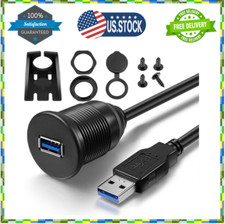 USB 3.0 Male to Female AUX Flush Mount Extension Cable for Car Truck Boat Motorc