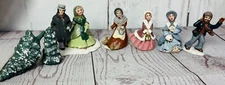 Vintage Christmas Village Ceramic Figurines Lot of 7 Byron Molds 70s - 3.5” READ