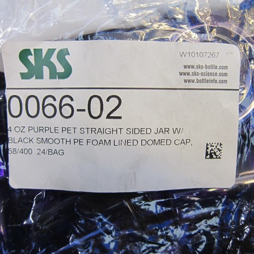Purple Pet Straight Side Jar W/ Black Smooth PE Lined Dome Caps 24 Count New - Picture 2 of 7