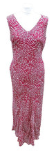 Stunning Designer Windsmoor red beige pattern silk fit floaty midi dress UK 10