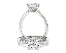 Cathedral Round 950 Platinum Natural Diamond Classic Solitaire Engagement Ring