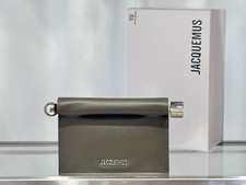 Jacquemus Army Green Women's Clutch with Metal Accents and Silver Hardware