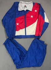 Active Exposure Vtg 2 Piece Set Warm Up Tracksuit Windbreaker Jacket Pants -L