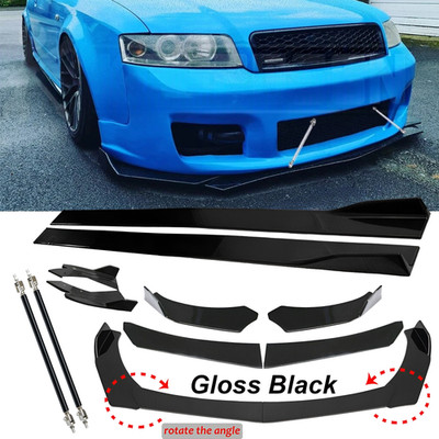 Front Bumper Lip Spoiler Side Body Kit Glossy Black For Audi A4 B6 A5 A6 A7 S8