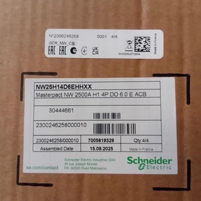 Schneider NW25H 4P  - ACB 2500A H1 4P MLG 6.0E D/O , Complete.  Made In France