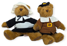 Vintage 1994 Dakin Pilgrim Bears Pair 8" Tall