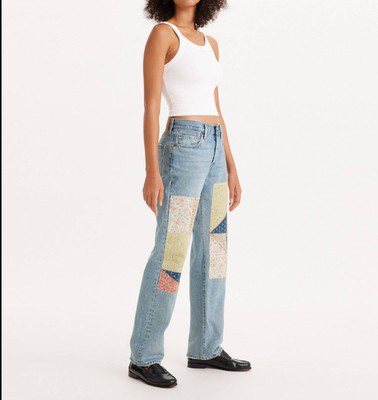 Levi's Damen Jeans Blau Patchwork 501 '90s Straight Leg Baumwolle W24 L32 A19590019