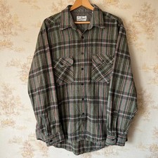 Vintage 90s Sears Roebuck Wool Blend Flannel  Green Plaid  Size XL Tall