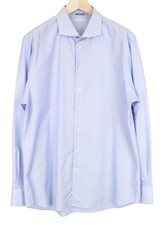 Suitsupply Men's Formal Shirt 46/18 Extra Slim Striped Blue Cotton