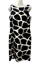 TALBOTS Pure Silk Giraffe Print Shift Dress Colorblock Knee length Quiet Luxury8