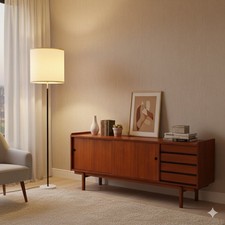 Lampada da Terra Vintage Marmo Metallo Tessuto Design Anni 50-60 Originale