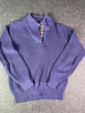 Lands' End Button Sweater Size S Purple Cotton Made In USA