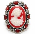 Swiss Marcasite Italian Cameo White Lady 925 Sterling Silver Ring Sz 7 PC13-8 — photo 1