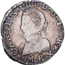 [#1546158] France, Charles IX, Teston, 1563, Bordeaux, Silver, MB+, Duplessy:1