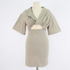 Jacquemus Light Khaki Cotton La Robe Bahia Cut-Out Shirt Dress