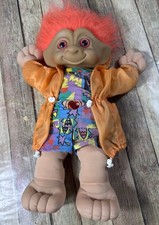 16" VINTAGE 1991 ACE NOVELTY TREASURE TROLLS RED HEART GEM PLUSH DOLL WOW 