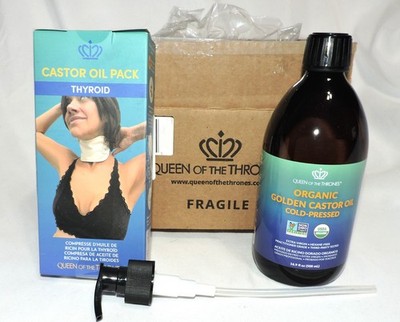 Queen of The Thrones Original Castor Oil 16.9 oz. + Thyroid Pack