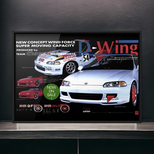 90s Vintage Ad 5ZIGEN × HONDA CIVIC genuine Wheel Mk5 N1R Q-F DIV.3 Honda Civic