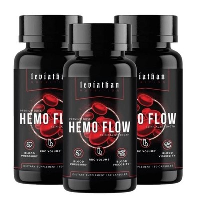 3Pcs Leviathan Nutrition Hemo Flow Supplement Nattokinase with forNitric Oxide