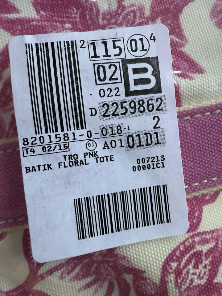 NUEVO Bolso de Lona Sellado Lands End Lands' End Mediano Batik Rosa Tropical Top Abierto Foto 3 de 4