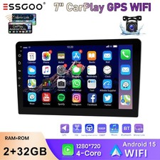 7" Double 2DIN Apple CarPlay Android Auto Car Stereo Radio GPS Navi WIFI SWC Cam