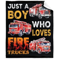 Fire Truck Blanket For Boys Soft Comfortable Throw Bedding Sofa Fits 40x50 Inch