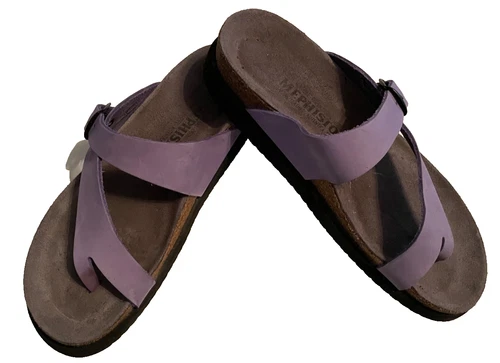MEPHISTO HELEN LEATHER SANDAL - Lavender/Toe Loop/Cork - Women's Sz 7.5/8 - EUC!