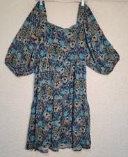 Maurices Floral Women's Dress Size 2X Puff Sleeve Tie NEW NWT Square Neck 1756