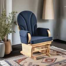 Solid wood Glider Chair Thick Cushion Rocking Chair for Nursing & Relaxing USA