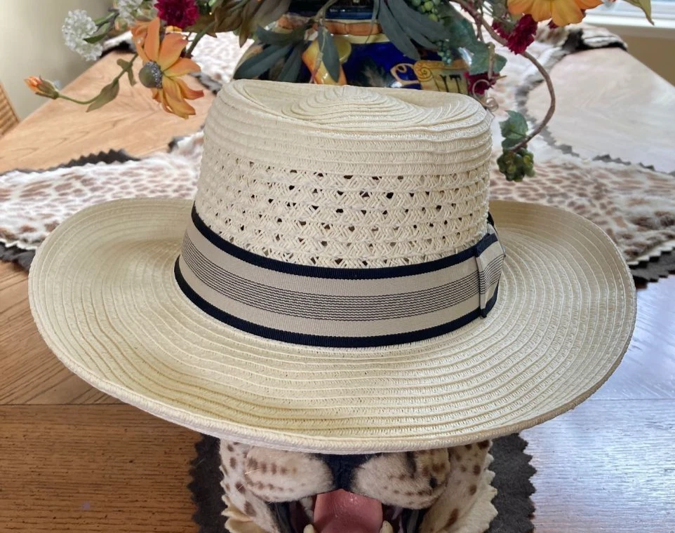 SCALA * NEW MENS GAMBLER HAT * XL * PANAMA STYLE TOYO STRAW SUN SHADY GOLF BEACH