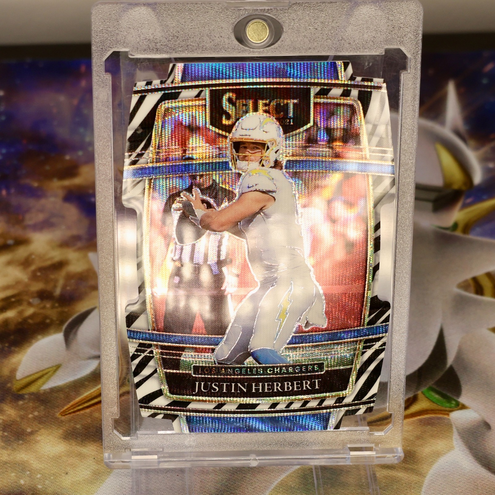 2021 Select Justin Herbert Zebra Prizm Die Cut Concourse #19 Chargers
