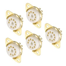 9pin PCB Tube Socket Ceramics, Vacuum Tube Protect Socket White 5pcs  GZC9-D-G