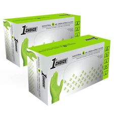1st Choice Premium Green Nitrile Gloves for Automotive Detailing, 6 mil, XL, 200