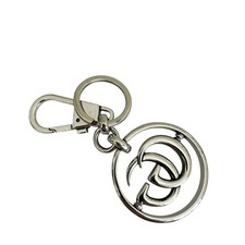 GUCCI Palladium tone Italy Double G Logo Keychain 752067