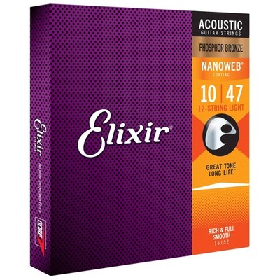 NEU: Elixir 16152 Nanoweb 12-saitig Westerngitarren Saiten .010-.047 Phosphor