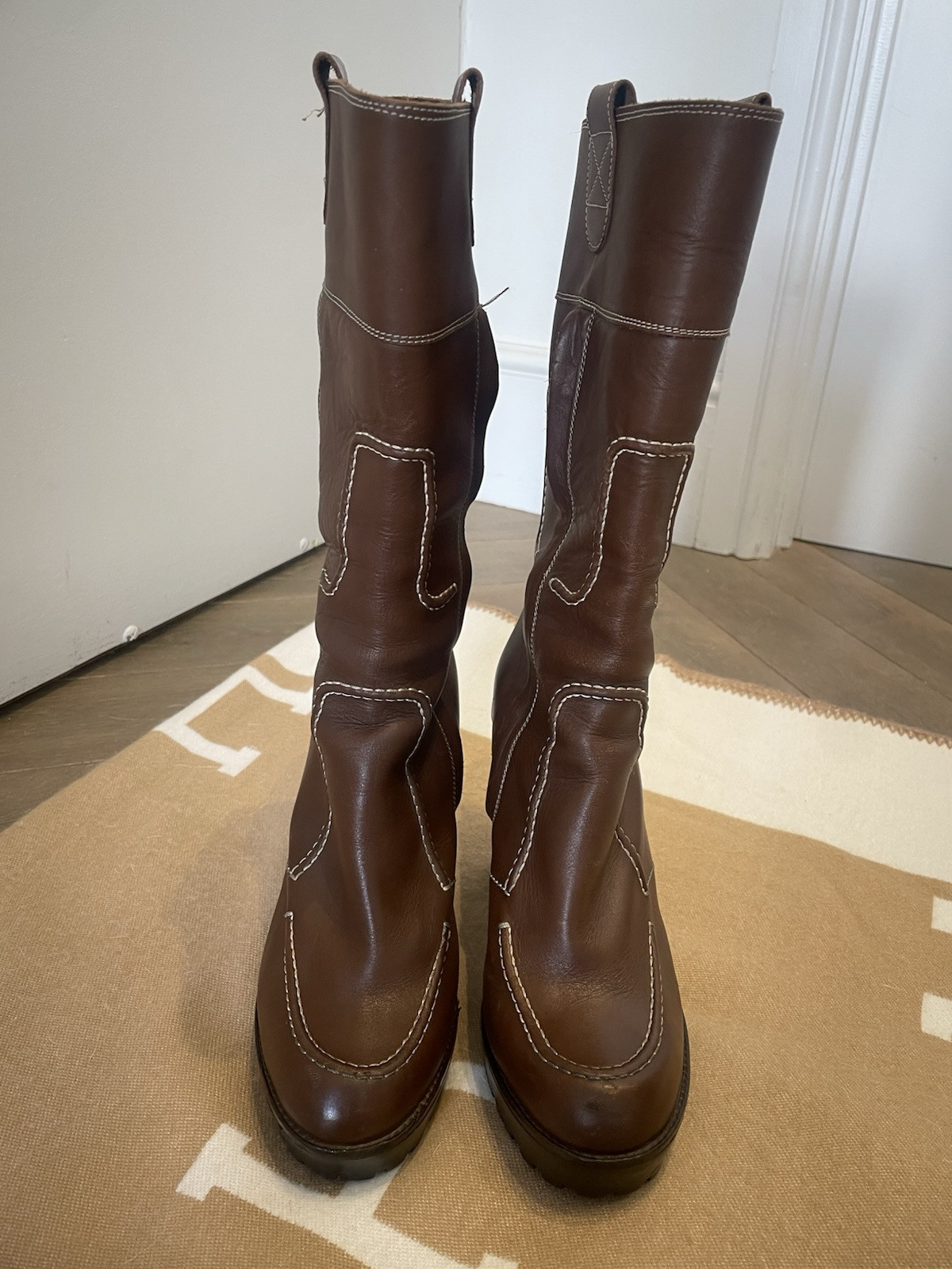 SAINT LAURENT YSL Splendidi stivali al ginocchio in pelle marrone taglia 7 (40)