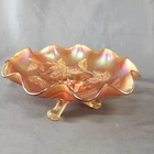 Antique Dugan Glass Co Carnival Glass Cherries (Marigold) 8" Footed Glass Bowl