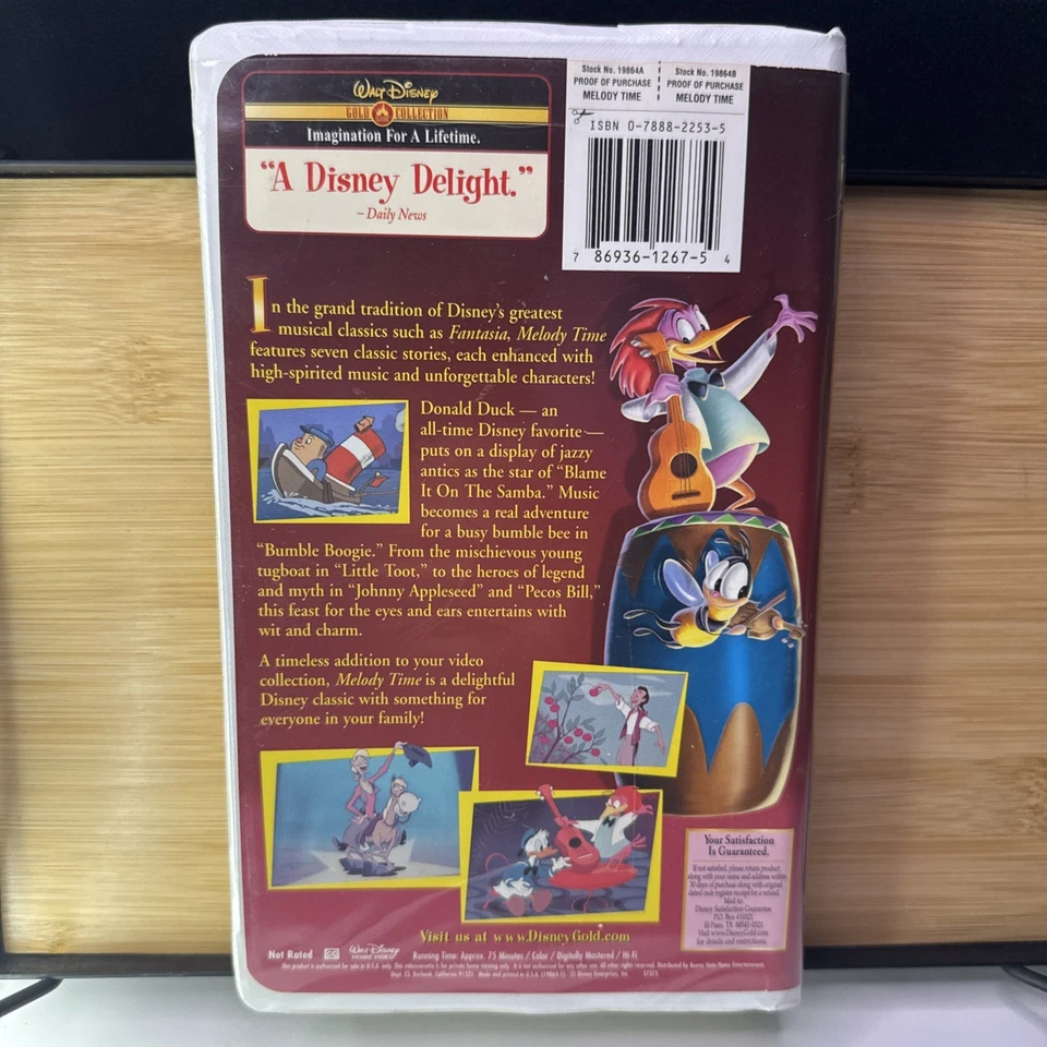 Melody Time VHS Disney Gold Collection Clamshell Donald Duck Mickey Mouse OOP - Image 2 of 4